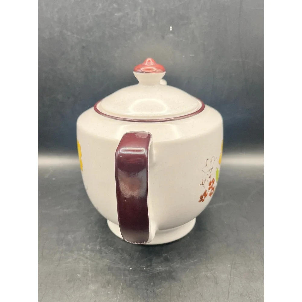 Vtg JMP Casualstone Japan Stoneware‎ Teapot Decorated Floral Daisy Retro 1970s